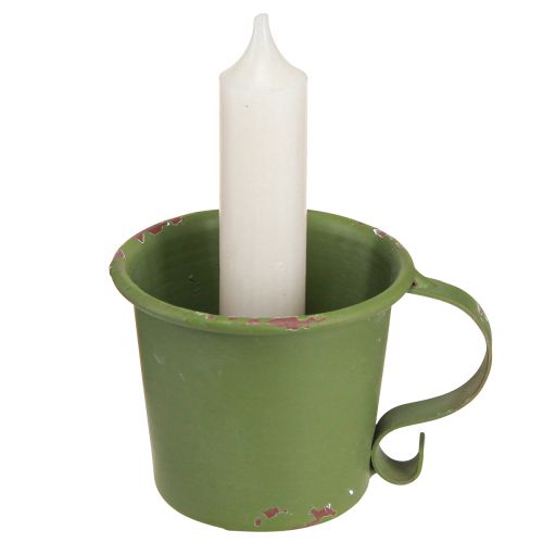 Product Candle holder vintage cup metal green Ø7cm H6cm 2pcs