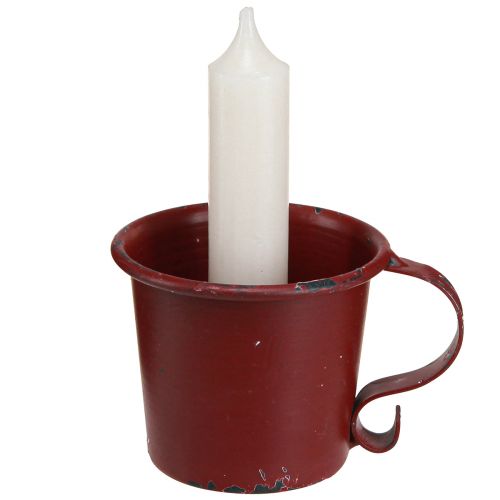 Product Candle holder vintage cup metal wine red Ø7cm H6cm 2pcs