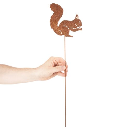 Product Garden stake squirrel rust decorative stake for flower bed and flower pot 52cm 2pcs