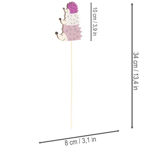 Product Decorative Garden Stakes - Colorful Hedgehog Family - 34cm, 12 Pieces