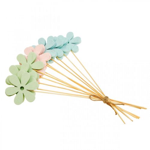 Product Flower plug wooden decorative plug flower colored 6.5cm 12pcs