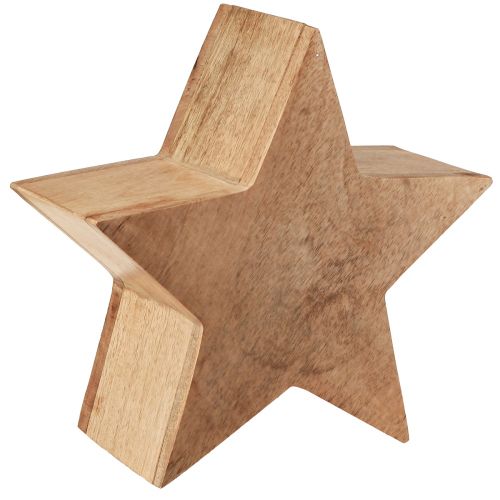 Star decoration wooden table decoration mango wood for standing natural Ø24cm