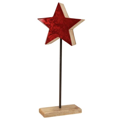 Star decoration natural red with stick on base 20x9.5x50cm