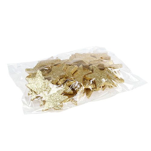 Floristik24 Stars gold 6.5cm with mica 36pcs