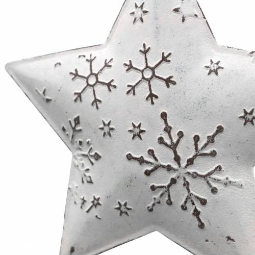 Floristik24 Decorative hanger star and Christmas tree ball with snowflakes metal white Ø9.5 / 7.6cm H10 / 9.2cm 4pcs