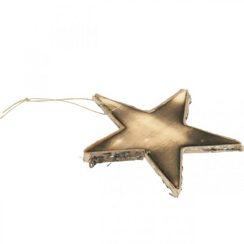 Floristik24 Wooden star to hang natural flamed Christmas tree decoration H15cm