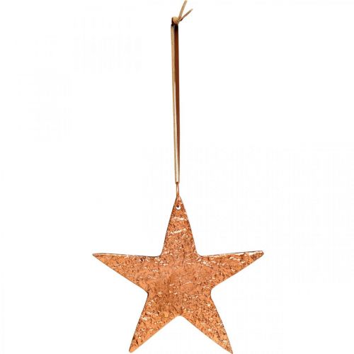 Product Decorative star to hang, Advent decoration, metal pendants copper-colored 12 × 13cm 3pcs