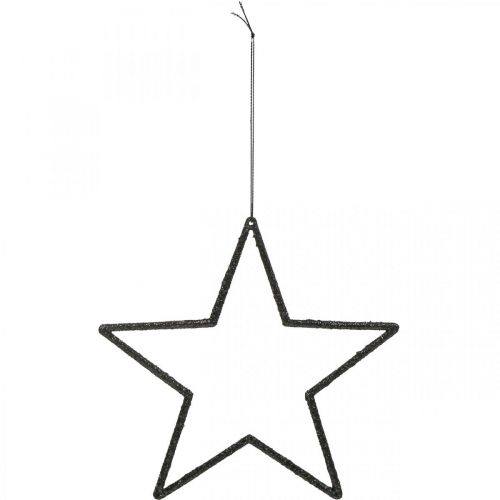 Product Christmas Decoration Star Pendant Black Glitter 17.5cm 9 pcs