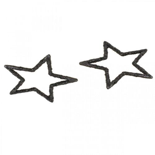 Product Scatter Decoration Christmas Stars Black Glitter Ø4cm 120 pcs