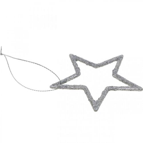 Product Christmas decoration star pendant silver glitter 7.5cm 40p