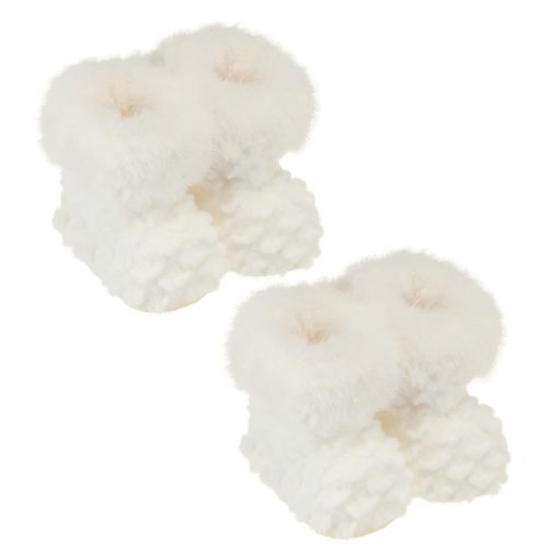 Product Boots with fur booties Christmas tree decoration white 7cm 2pcs