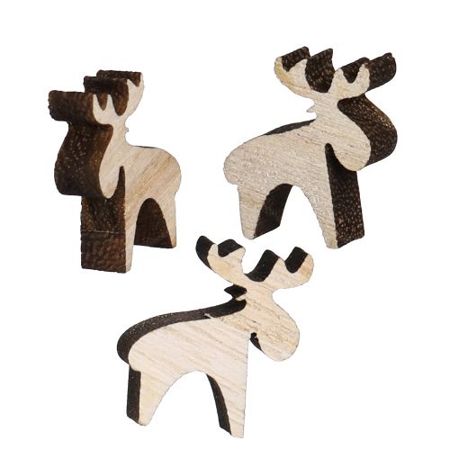 Scatter decoration wooden elk decoration natural brown 2x2.5cm 108 pcs