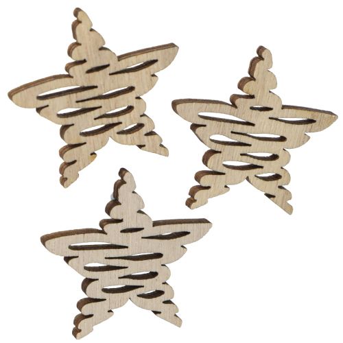 Floristik24 Scatter decoration wooden stars Christmas natural Ø4cm 72 pcs