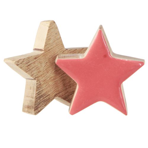 Product Scatter decoration wooden stars mango wood apricot yellow 5cm 12pcs