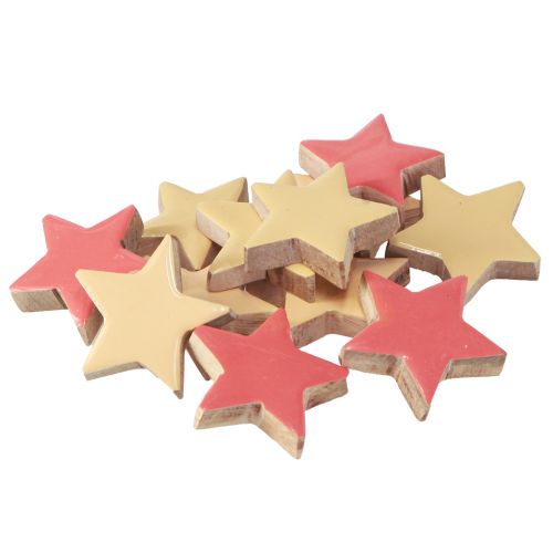 Product Scatter decoration wooden stars mango wood apricot yellow 5cm 12pcs