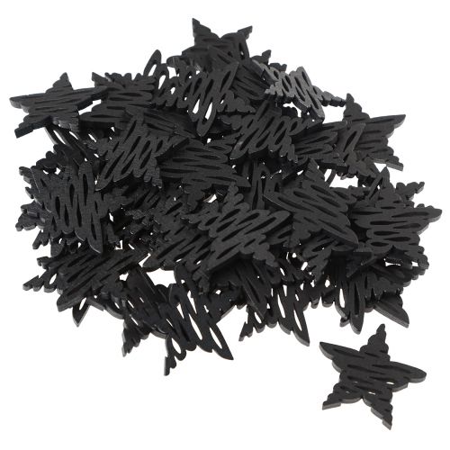 Product Scatter decoration black stars Christmas wood Ø4cm 72 pcs