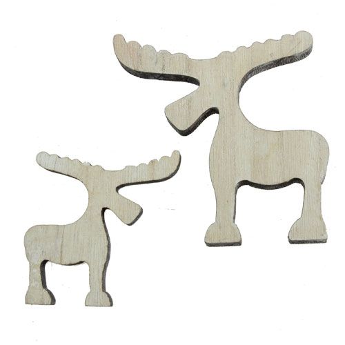 Floristik24 Scatter Decoration Wooden Elk, Table Decoration, Advent Whitewashed 30 Pcs