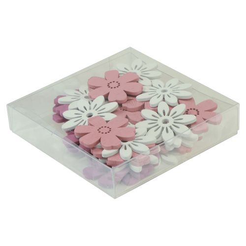 Product Scatter decoration table flowers wood white pink purple 3.5cm 36pcs