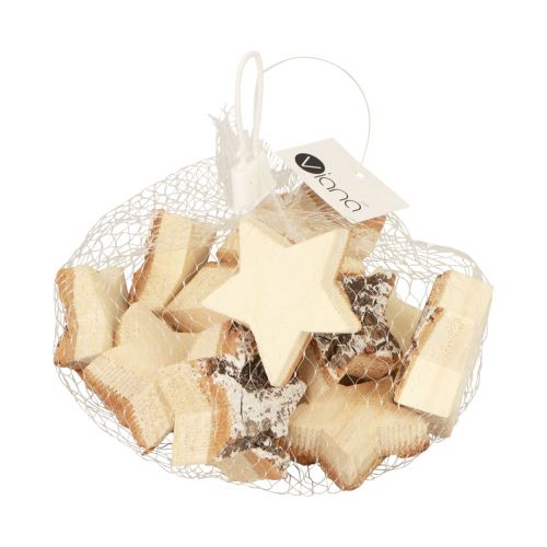 Product Scatter Decoration Christmas Wooden Stars Bark Whitened Ø5cm 12 Pcs