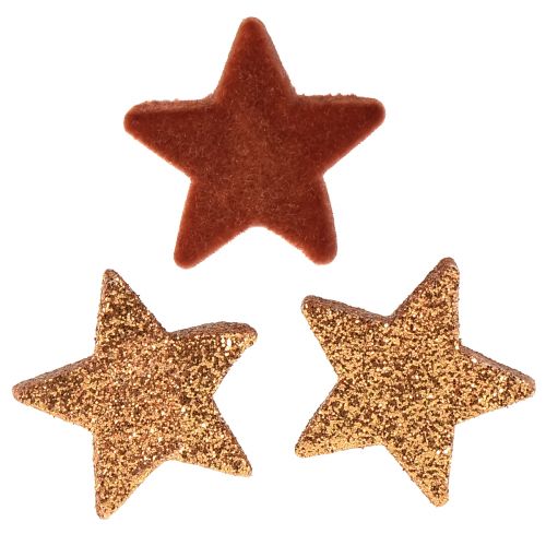 Floristik24 Scatter Decoration Christmas Stars Brown/Orange Ø4/5cm 40 Pcs