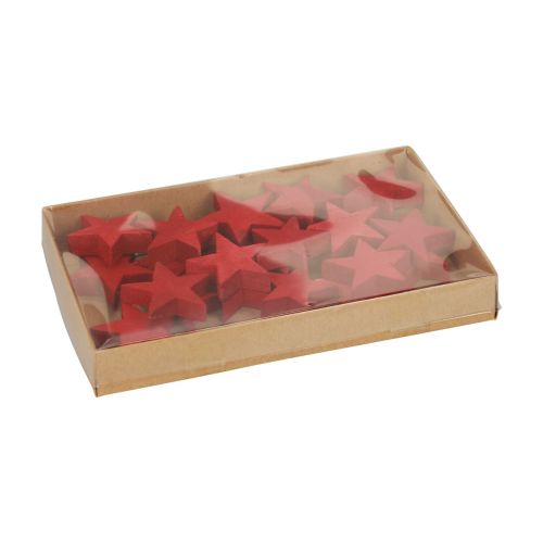 Product Scatter decoration Christmas stars red wooden stars Ø4cm 24 pcs