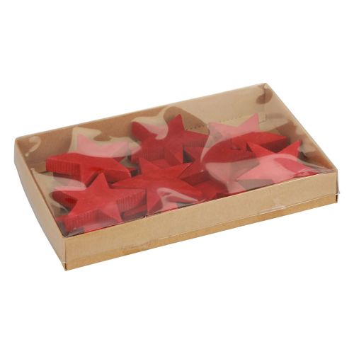 Product Scatter decoration Christmas stars red wooden stars Ø5.5cm 12pcs