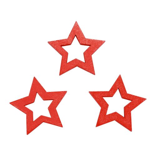 Floristik24 Scatter Decoration Christmas Decoration Stars Red Wooden Stars Ø4cm 54 Pcs