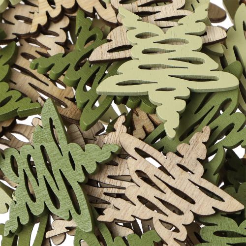 Product Wooden Stars Christmas Table Décor Green Ø4cm 72 pcs