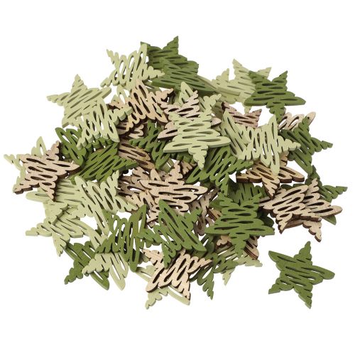 Product Wooden Stars Christmas Table Décor Green Ø4cm 72 pcs