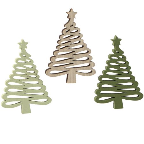 Scattered Christmas Tree Star Green 3x4.5cm 72 pcs