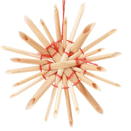 Product Straw stars Christmas tree decorations straw natural red Ø4-6cm 17 pcs