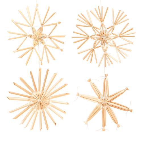 Straw stars Christmas Christmas tree decorations Ø10-11cm 12 pcs