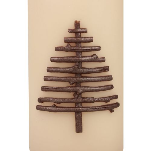 Product Christmas candle, beige, fir tree design, 150/70mm, 63h, RAL