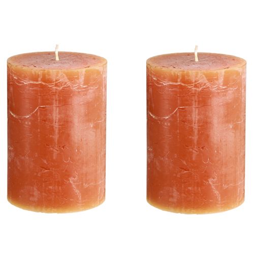 Product Pillar Candles Dark Orange Solid Coloured Sunset 85×120mm 2 pcs