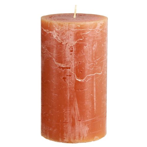 Pillar Candles Dark Orange Solid Coloured Sunset 85×150mm 2pcs