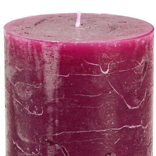 Product Pillar candles dyed 3 colours Berry 70×120mm 12 pcs