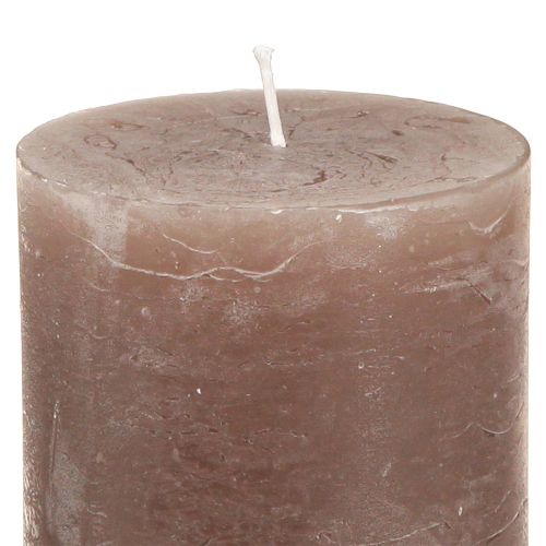 Product Pillar candles dyed 3 colours brown 70×80mm 12 pcs