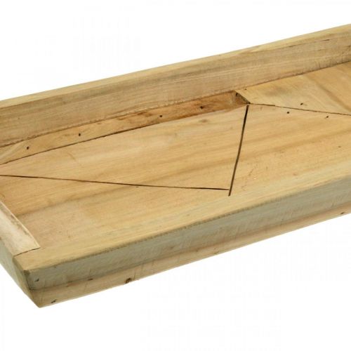 Product Paulownia wood tray, planter bowl with geometric pattern L45cm H4.5cm