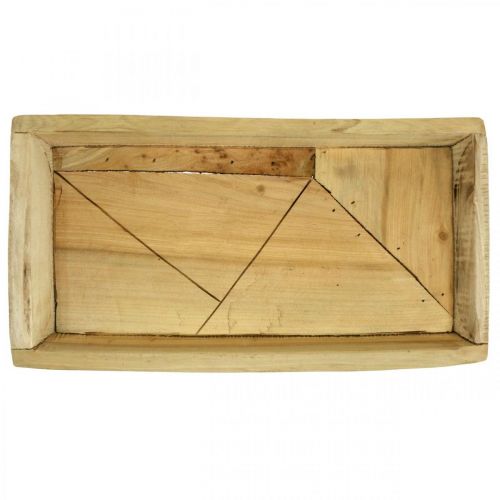 Product Paulownia wood tray, planter bowl with geometric pattern L45cm H4.5cm