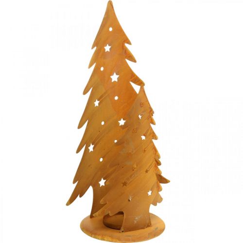 Floristik24 Lantern Christmas trees, metal decoration in patina, Christmas H46cm W25.5cm