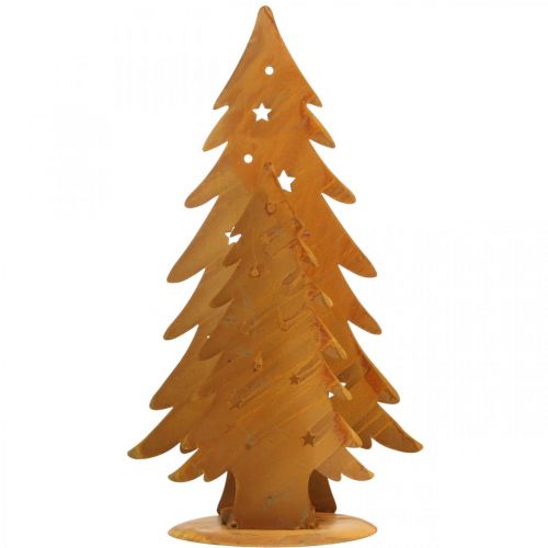 Product Lantern Christmas trees, metal decoration in patina, Christmas H46cm W25.5cm