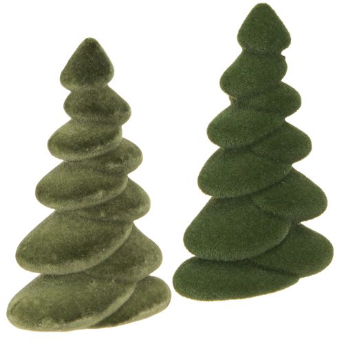 Product Christmas tree table decoration flocked firs green 16.5cm 4 pieces