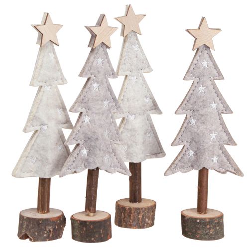 Christmas tree made of felt decoration with star cream beige 18cm 4 pcs