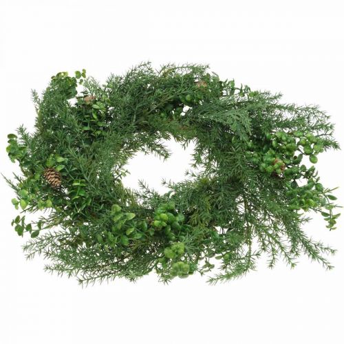 Floristik24 Decorative wreath with coniferous branches, cones and box green 60cm