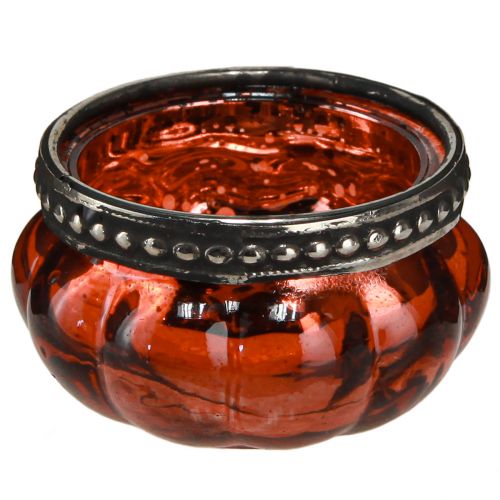 Floristik24 Tealight glass antique red silver with metal rim Ø6cm H3.5cm