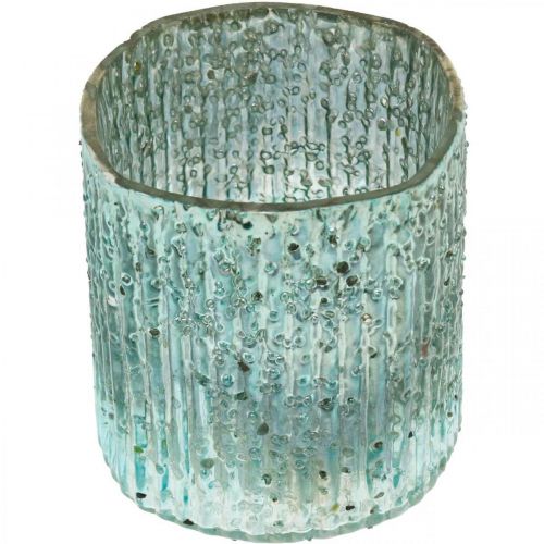 Floristik24 Tea light glass blue lantern glass candle decoration 8cm