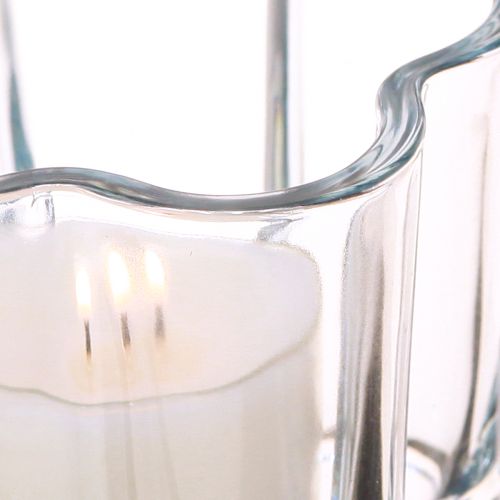 Product Tealight holder glass flower tealight glass blue Ø7.5cm H6cm 6pcs