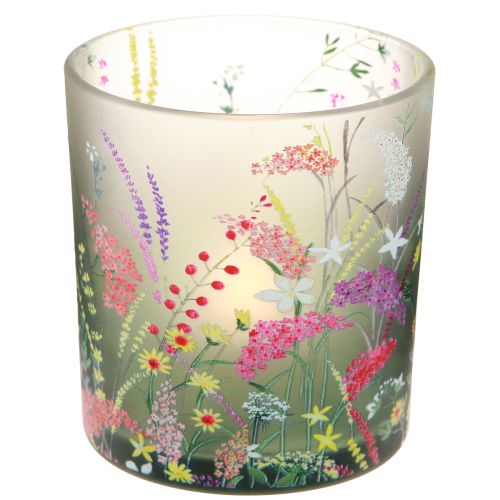 Product Tealight Holder Glass Spring Summer Flowers H8cm 6 pcs