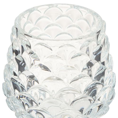 Product Glass tealight holder, cone shape, with base, H19.5/22.5cm, set of 2