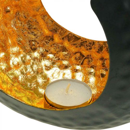 Product Tealight holder black gold table decoration metal 19×11×17cm